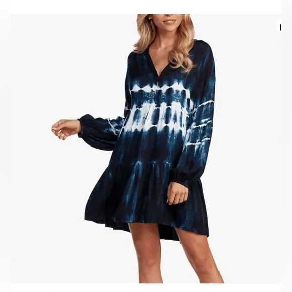 Mud Pie Women's Ellison Navy Tie Dye Dress S - Picture 1 of 11